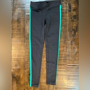 Alo Black & Green Low Rise Colorblock Activewear Leggings
